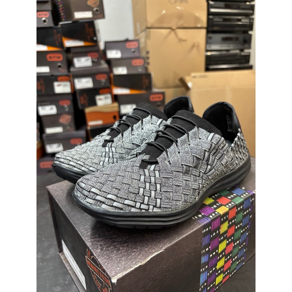 Bernie Mev Victoria Pewter Black Reflective Woven Sneaker Size 36 US 5-5.5
